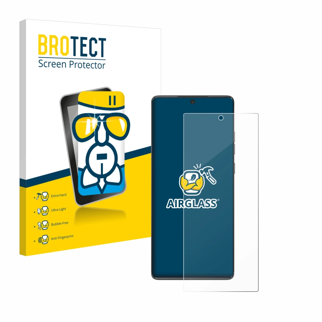 Parte frontale di una confezione del prodotto con il logo del marchio BROTECT. Accanto è raffigurato il dispositivo Motorola M