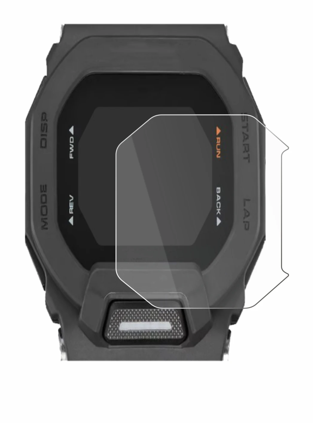 Immagine del dispositivo Casio G-Shock GBD-200 con un'ampia varietà di protezioni per lo schermo.