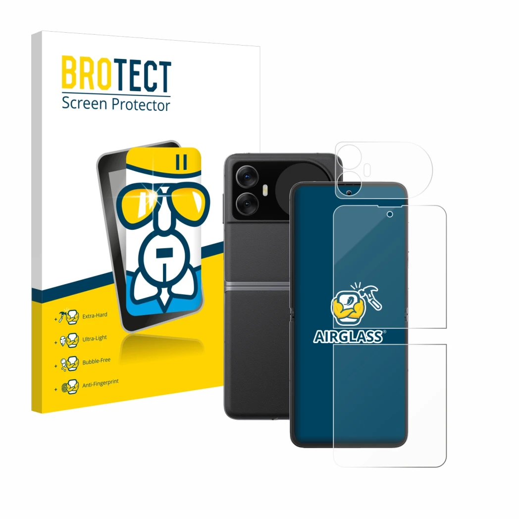 Parte frontale di una confezione del prodotto con il logo del marchio BROTECT. Accanto è raffigurato il dispositivo Blackview 