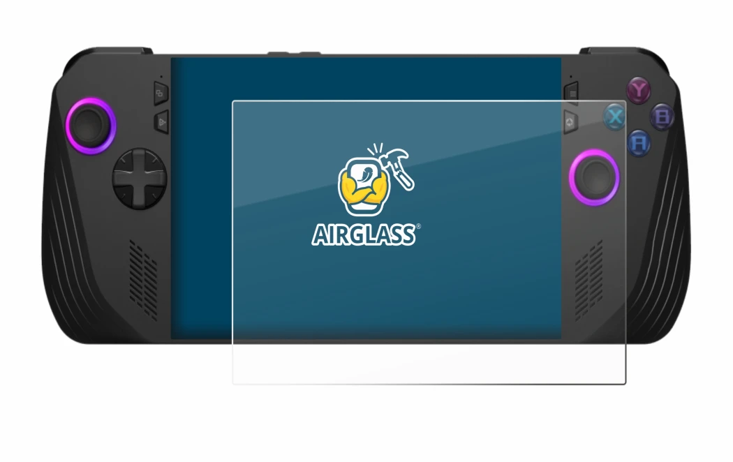 Immagine del dispositivo ASUS ROG Ally X (2024) con un'ampia varietà di protezioni per lo schermo.