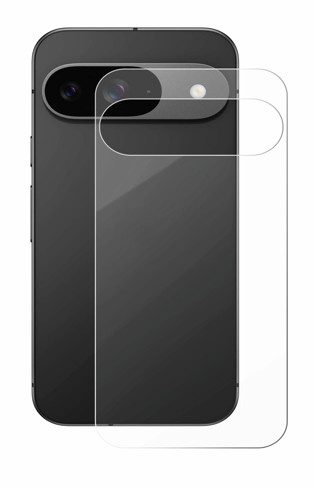 Immagine del dispositivo Google Pixel 9 (Posteriore) con un'ampia varietà di protezioni per lo schermo.