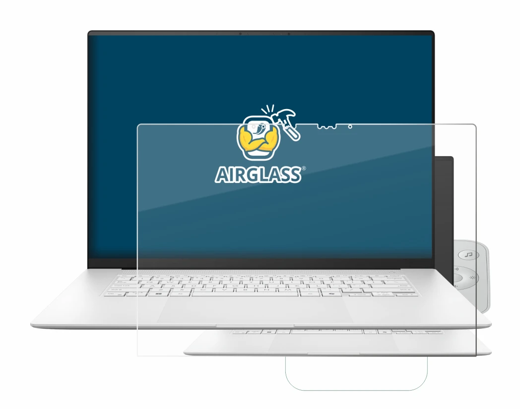 Immagine del dispositivo ASUS ZenBook S 16 con un'ampia varietà di protezioni per lo schermo.