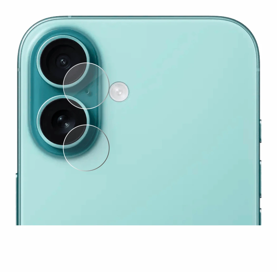 Immagine del dispositivo Apple iPhone 16 (SOLO Fotocamera) con un'ampia varietà di protezioni per lo schermo.