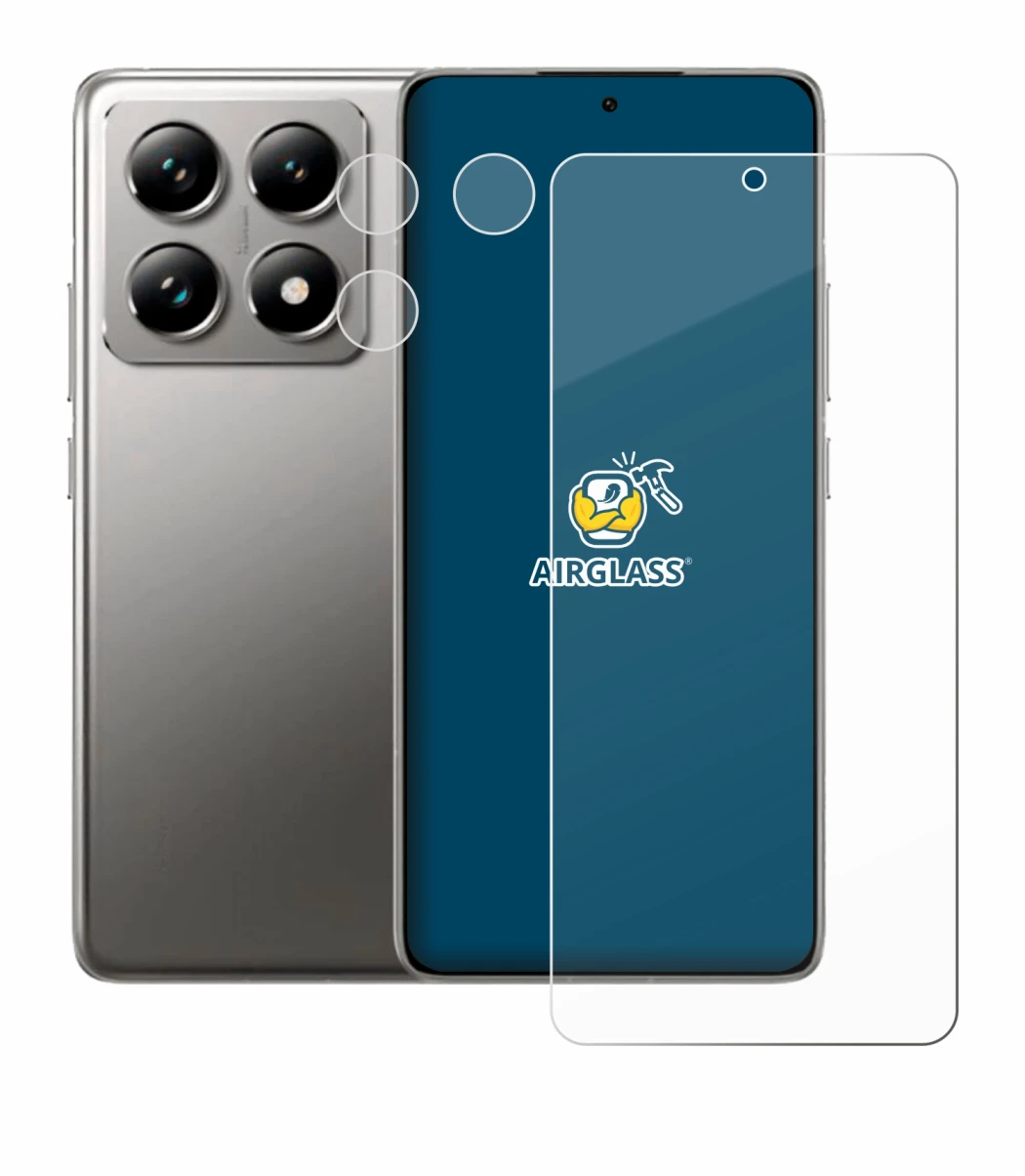 Immagine del dispositivo Xiaomi 14T Pro (Fronte+Fotocamera) con un'ampia varietà di protezioni per lo schermo.