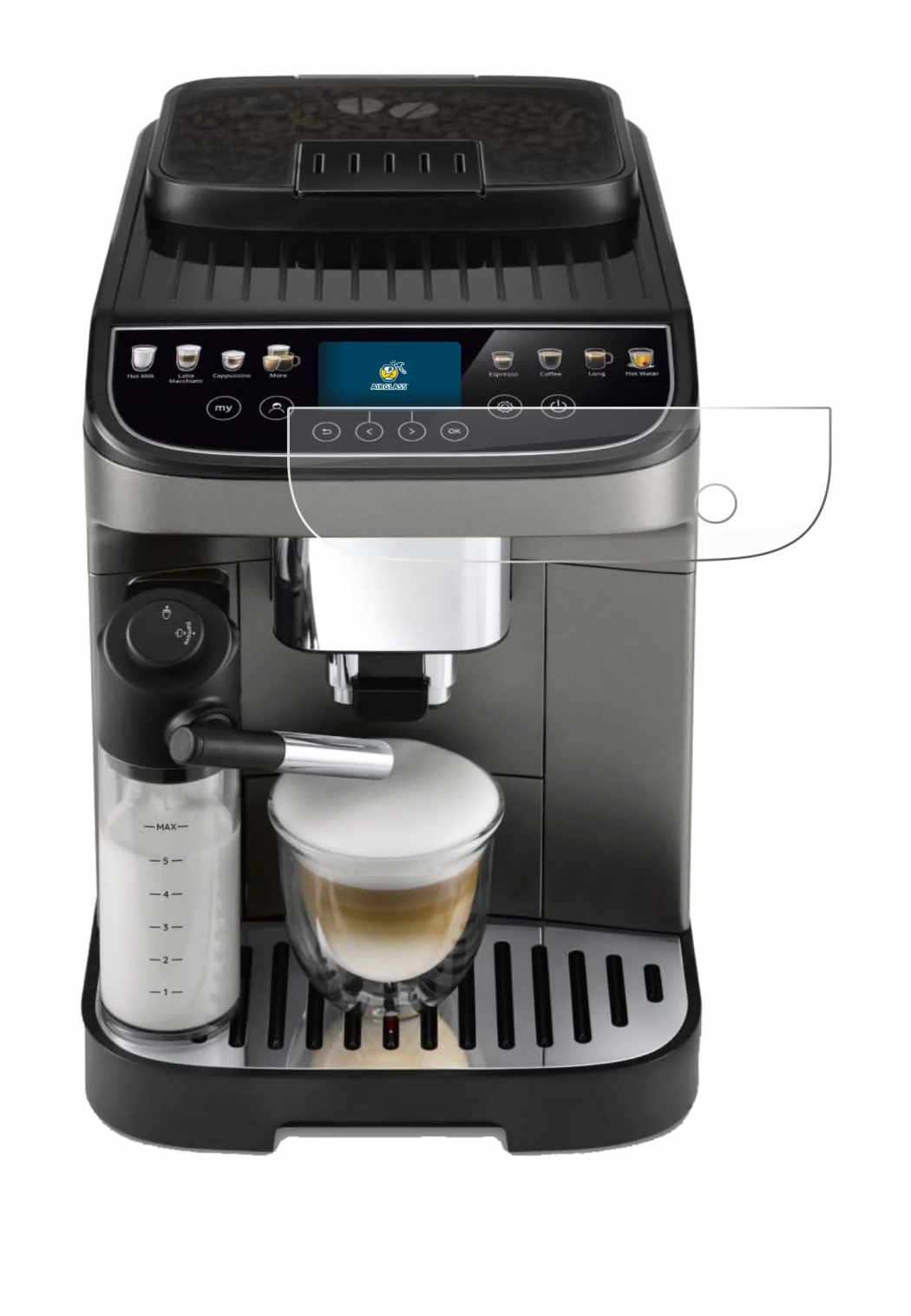 Immagine del dispositivo DeLonghi Magnifica Evo Next con un'ampia varietà di protezioni per lo schermo.