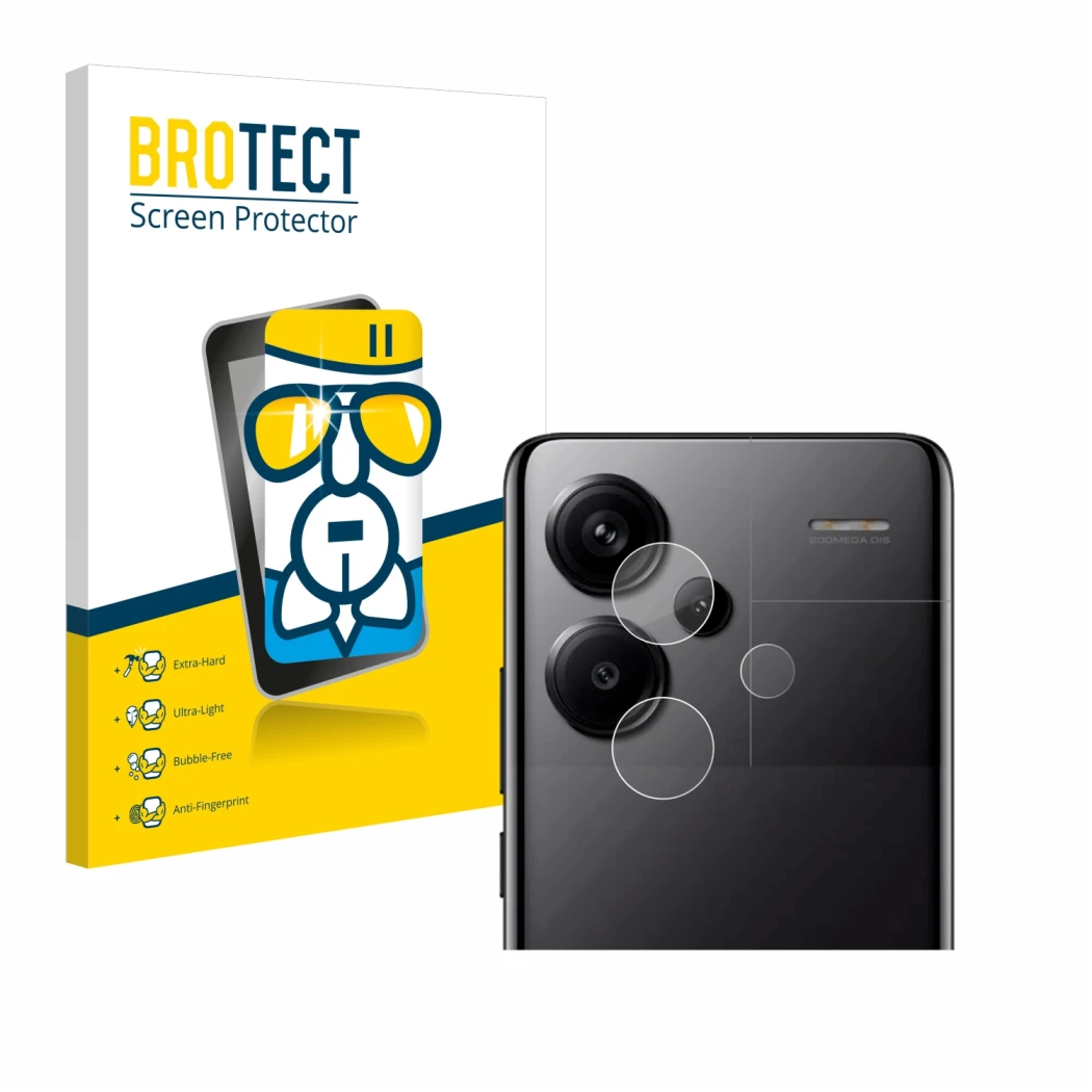 Parte frontale di una confezione del prodotto con il logo del marchio BROTECT. Accanto è raffigurato il dispositivo Xiaomi Red