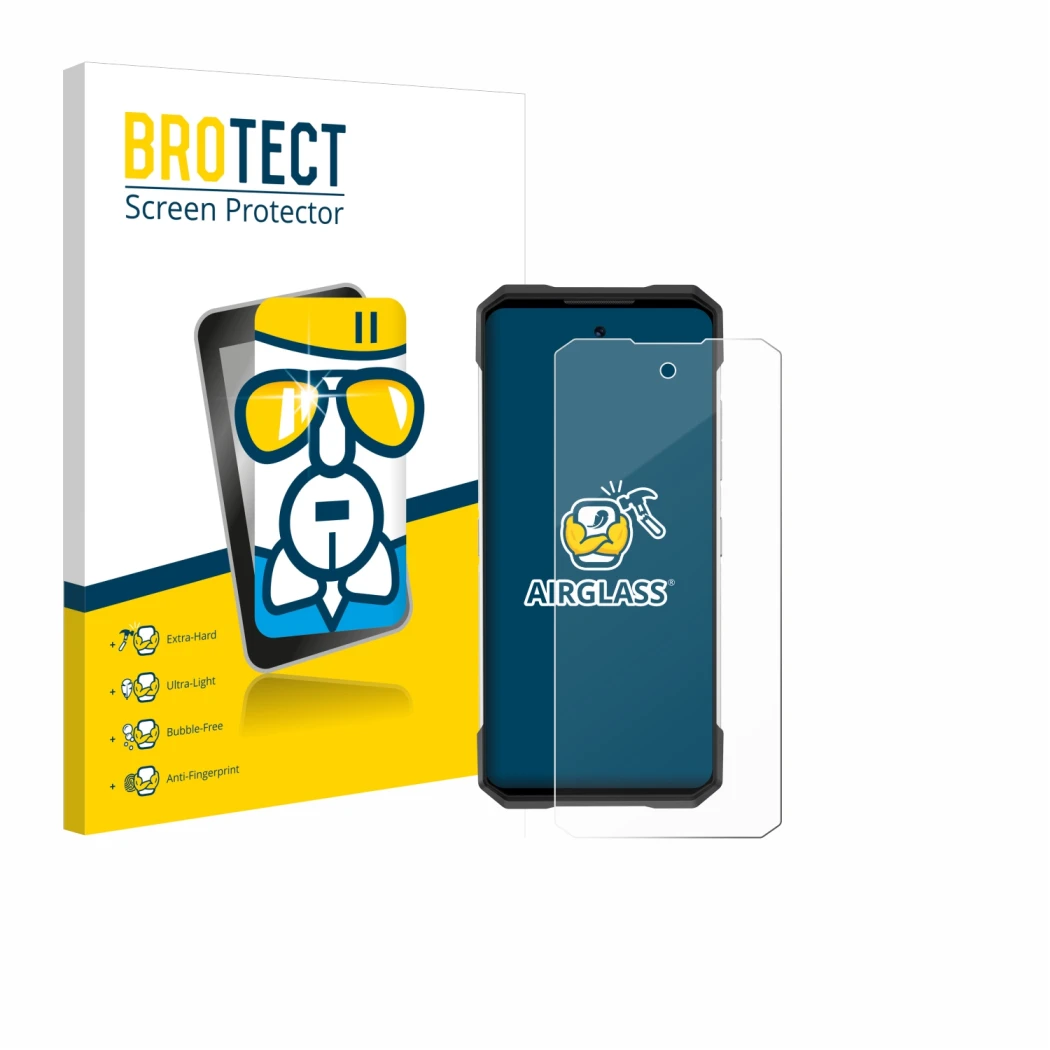 Parte frontale di una confezione del prodotto con il logo del marchio BROTECT. Accanto è raffigurato il dispositivo Doogee S20