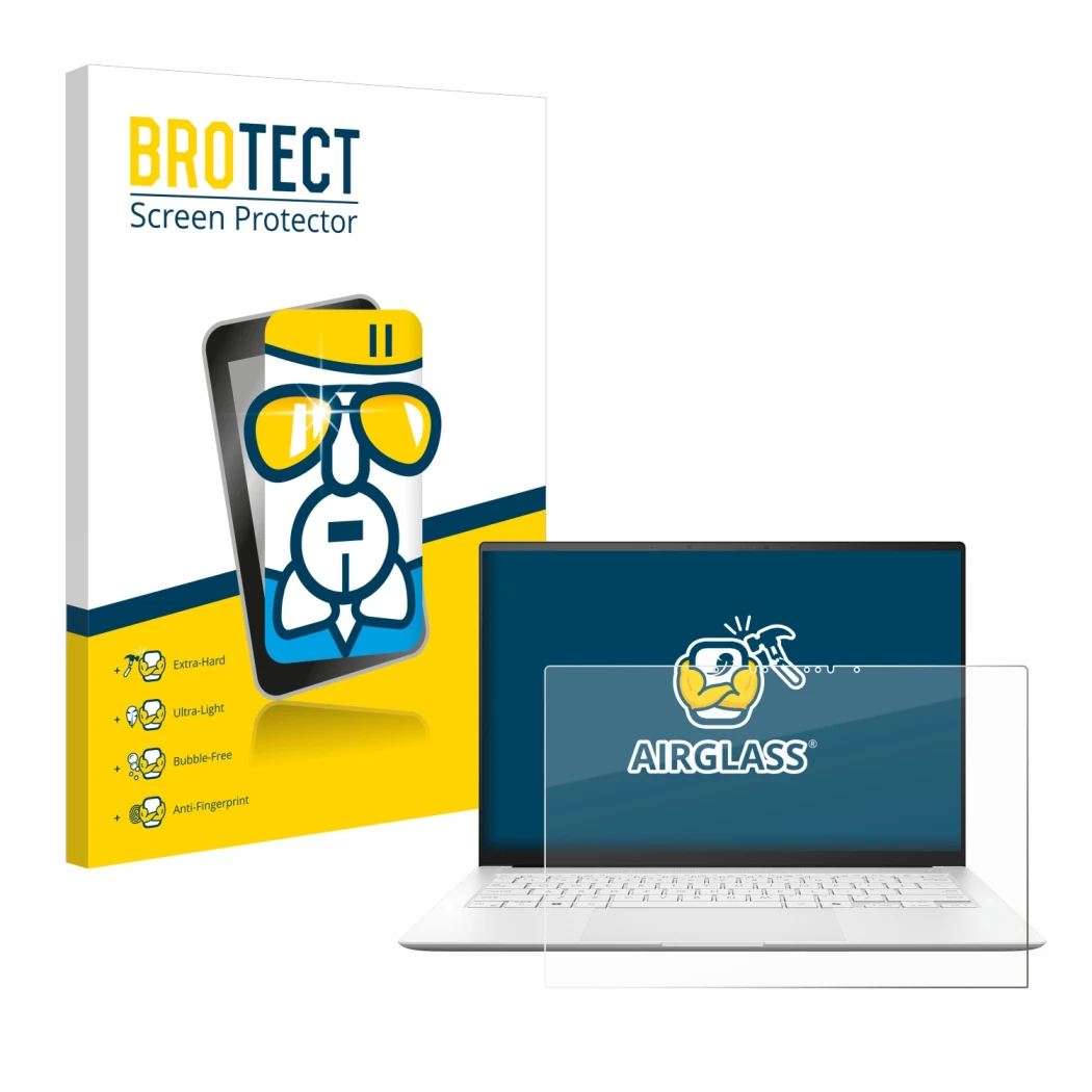 Parte frontale di una confezione del prodotto con il logo del marchio BROTECT. Accanto è raffigurato il dispositivo ASUS ZenBo