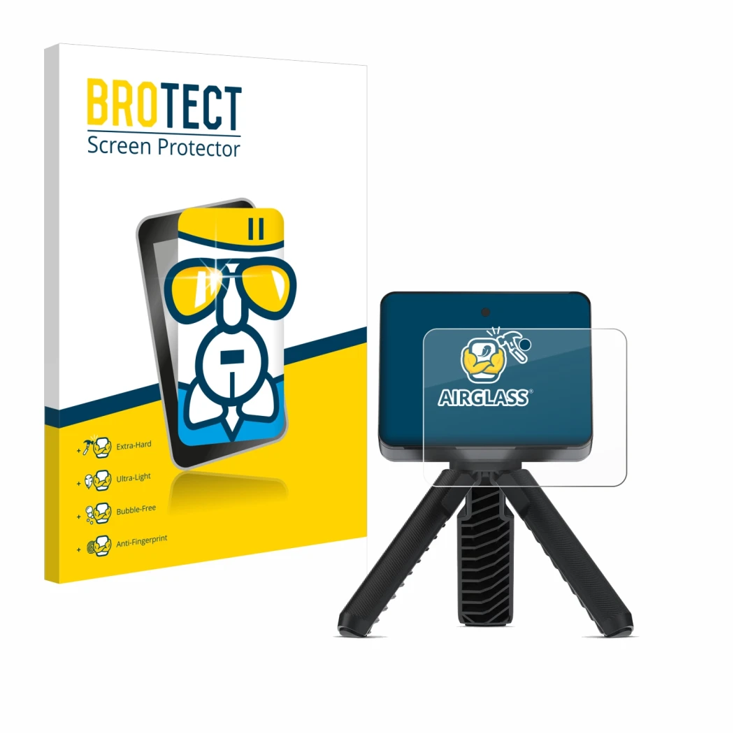 Parte frontale di una confezione del prodotto con il logo del marchio BROTECT. Accanto è raffigurato il dispositivo Garmin App