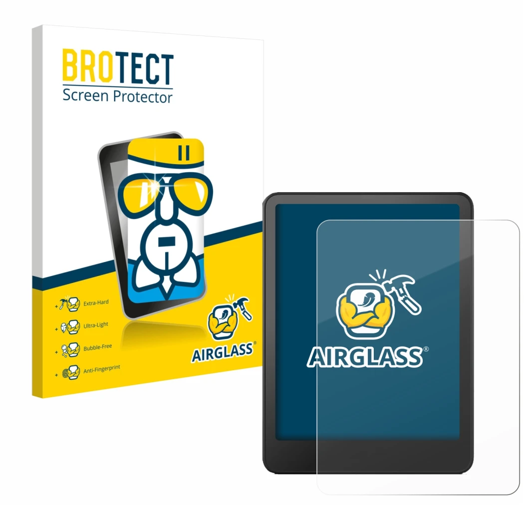 Parte frontale di una confezione del prodotto con il logo del marchio BROTECT. Accanto è raffigurato il dispositivo Amazon Kin