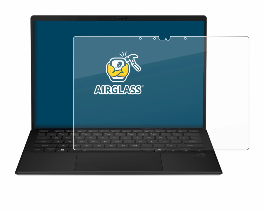 Immagine del dispositivo ASUS ROG Flow Z13 2025 con un'ampia varietà di protezioni per lo schermo.