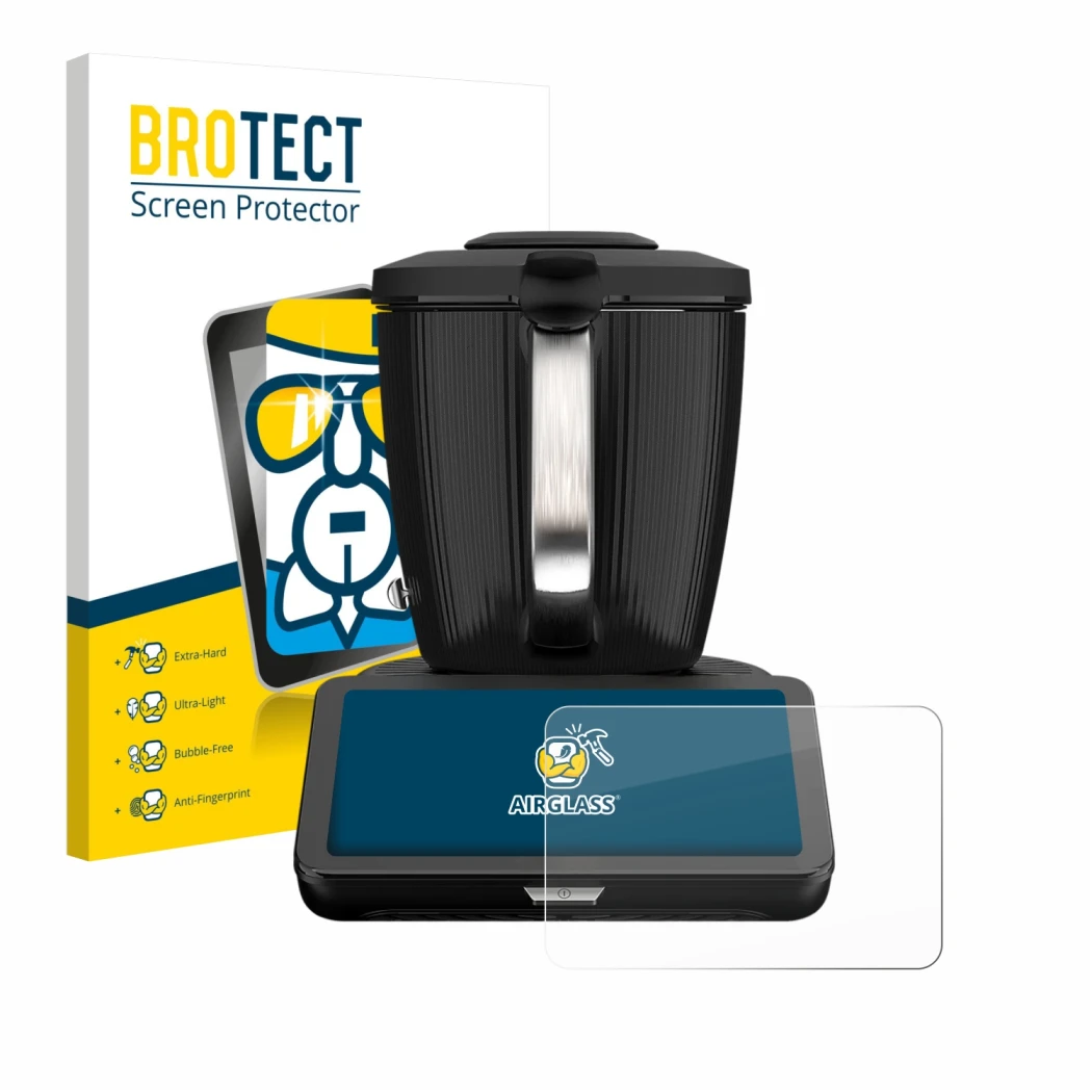 Parte frontale di una confezione del prodotto con il logo del marchio BROTECT. Accanto è raffigurato il dispositivo Vorwerk Th