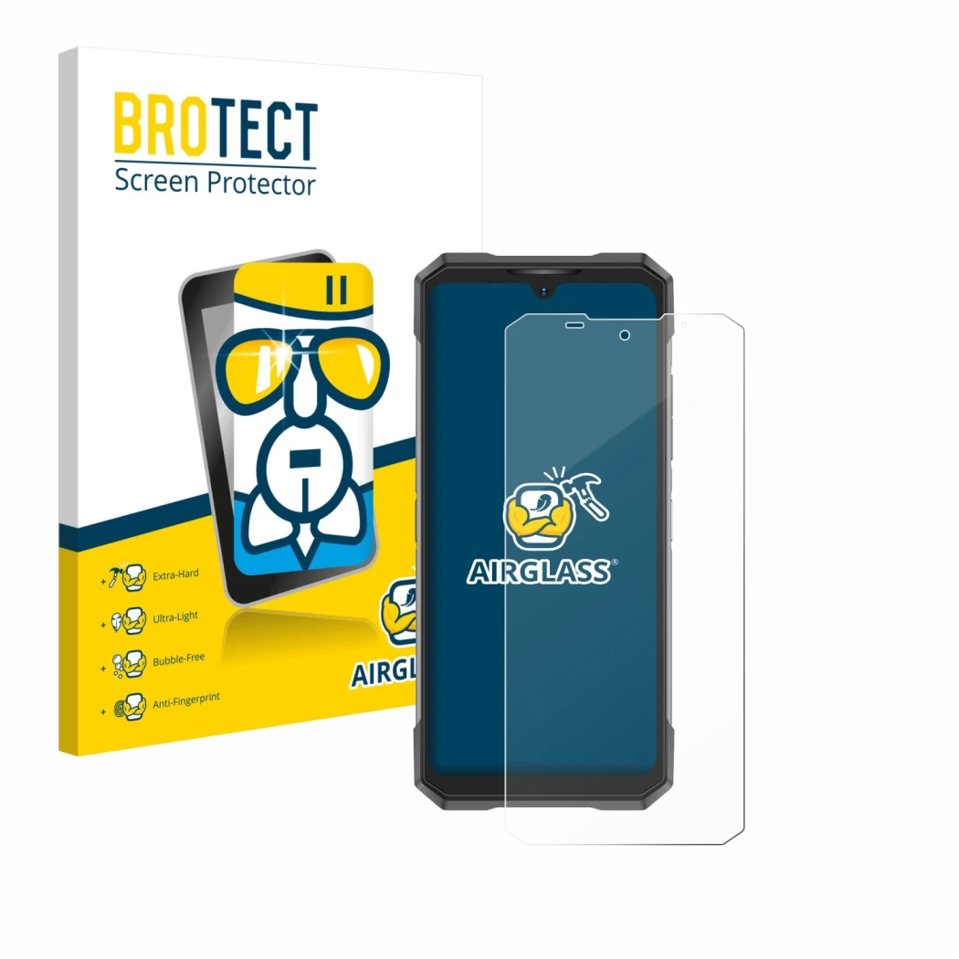 Parte frontale di una confezione del prodotto con il logo del marchio BROTECT. Accanto è raffigurato il dispositivo Doogee S20