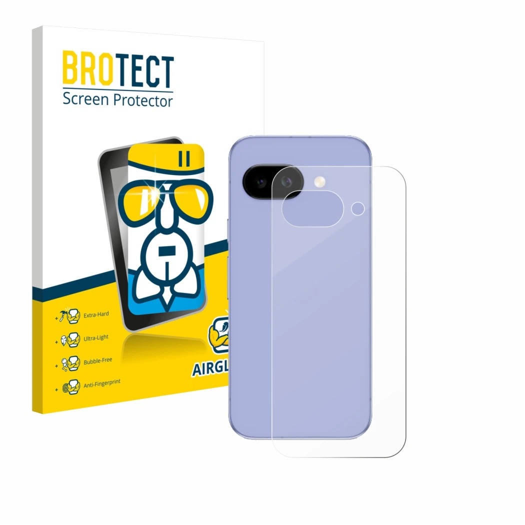 Parte frontale di una confezione del prodotto con il logo del marchio BROTECT. Accanto è raffigurato il dispositivo Google Pix