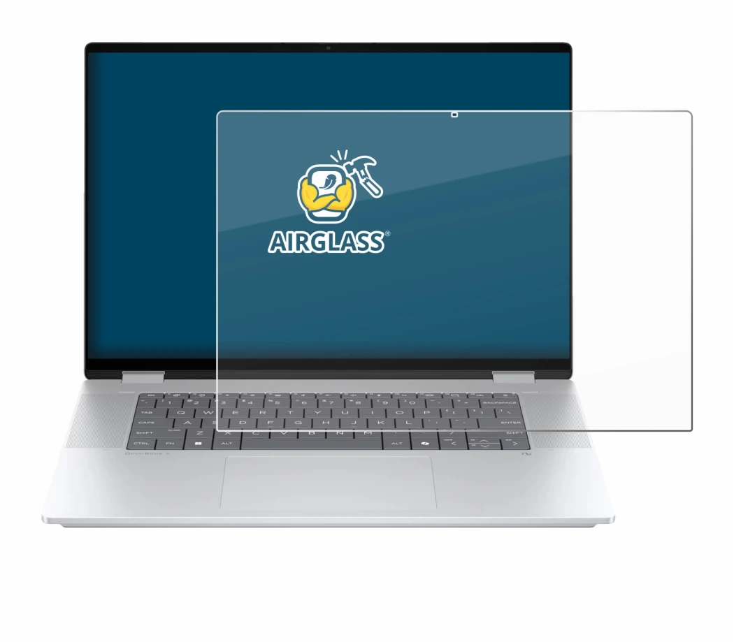 Immagine del dispositivo HP OmniBook X Flip 16-aX con un'ampia varietà di protezioni per lo schermo.