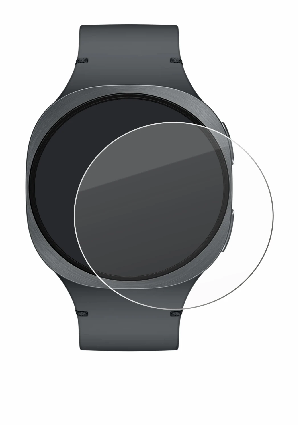 Immagine del dispositivo Samsung Galaxy Watch 8 (40 mm) con un'ampia varietà di protezioni per lo schermo.