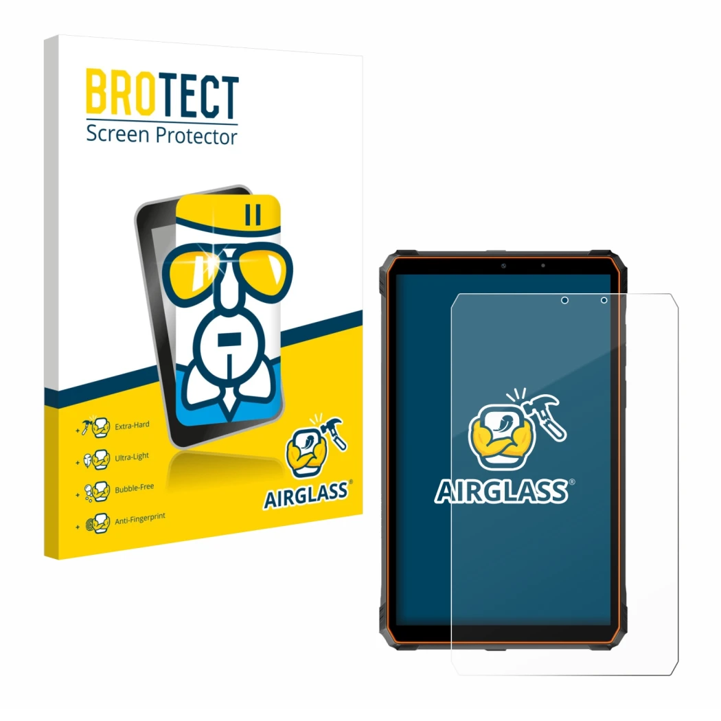 Parte frontale di una confezione del prodotto con il logo del marchio BROTECT. Accanto è raffigurato il dispositivo Blackview 