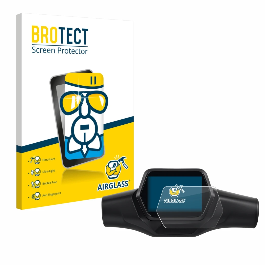 Parte frontale di una confezione del prodotto con il logo del marchio BROTECT. Accanto è raffigurato il dispositivo Segway Nin