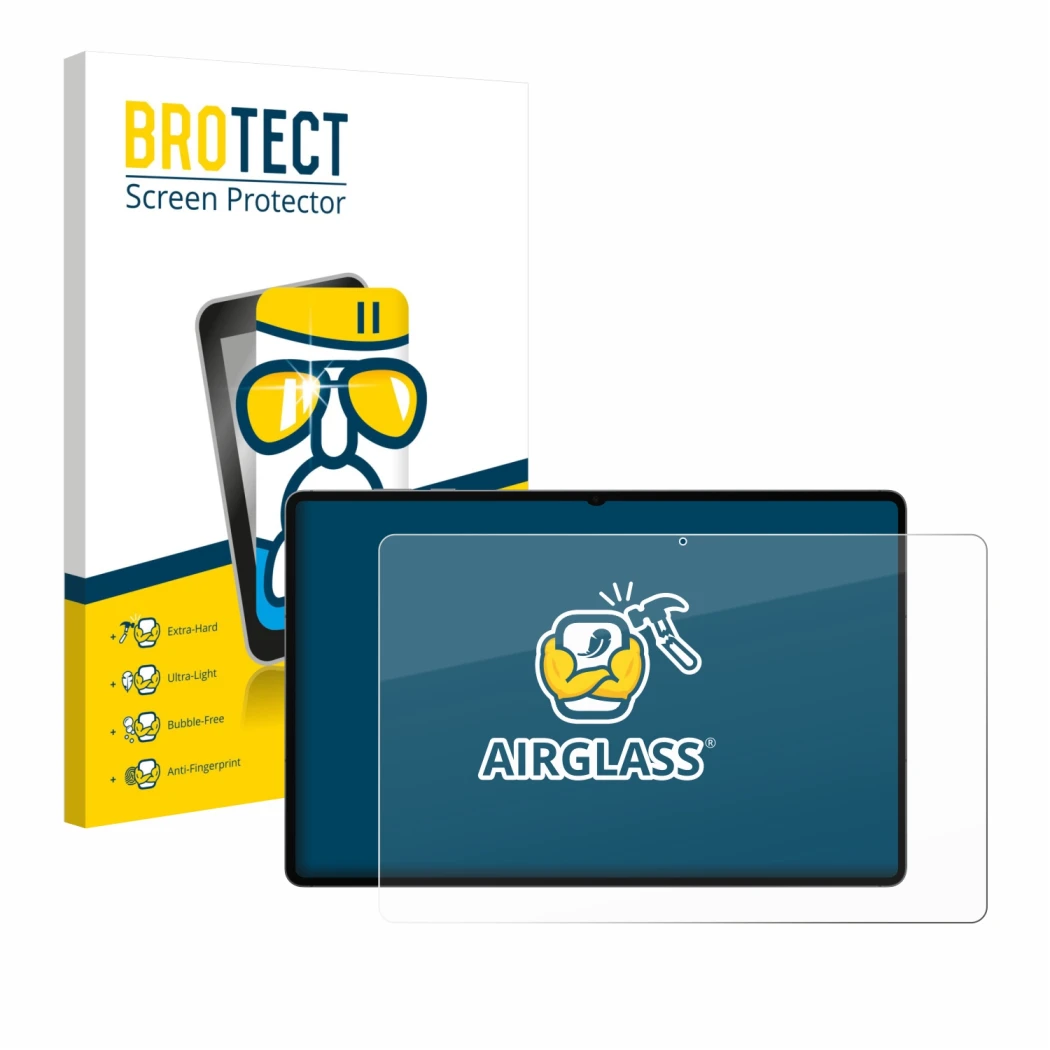 Parte frontale di una confezione del prodotto con il logo del marchio BROTECT. Accanto è raffigurato il dispositivo Samsung Ga