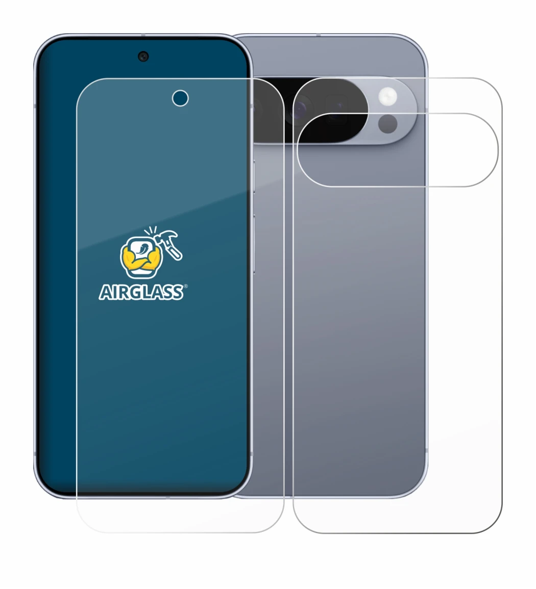 Immagine del dispositivo Google Pixel 10 Pro (Fronte+Retro) con un'ampia varietà di protezioni per lo schermo.