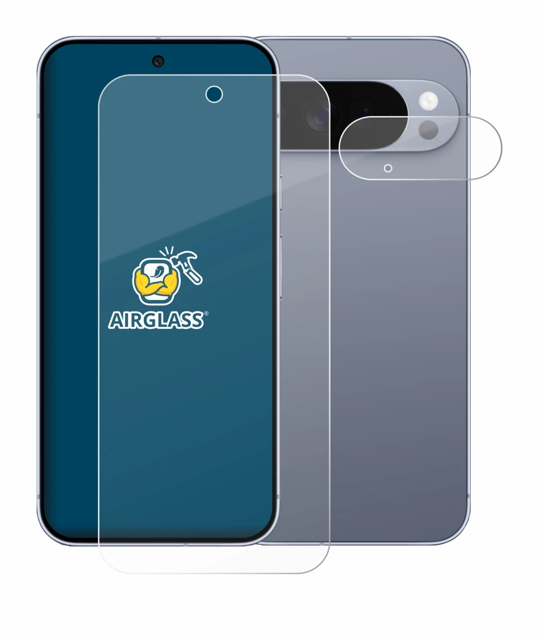 Immagine del dispositivo Google Pixel 10 Pro XL (Fronte+Fotocamera) con un'ampia varietà di protezioni per lo schermo.