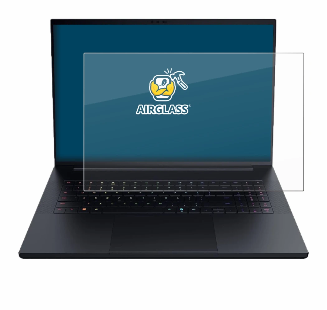 Immagine del dispositivo Razer Blade 18 2025 con un'ampia varietà di protezioni per lo schermo.