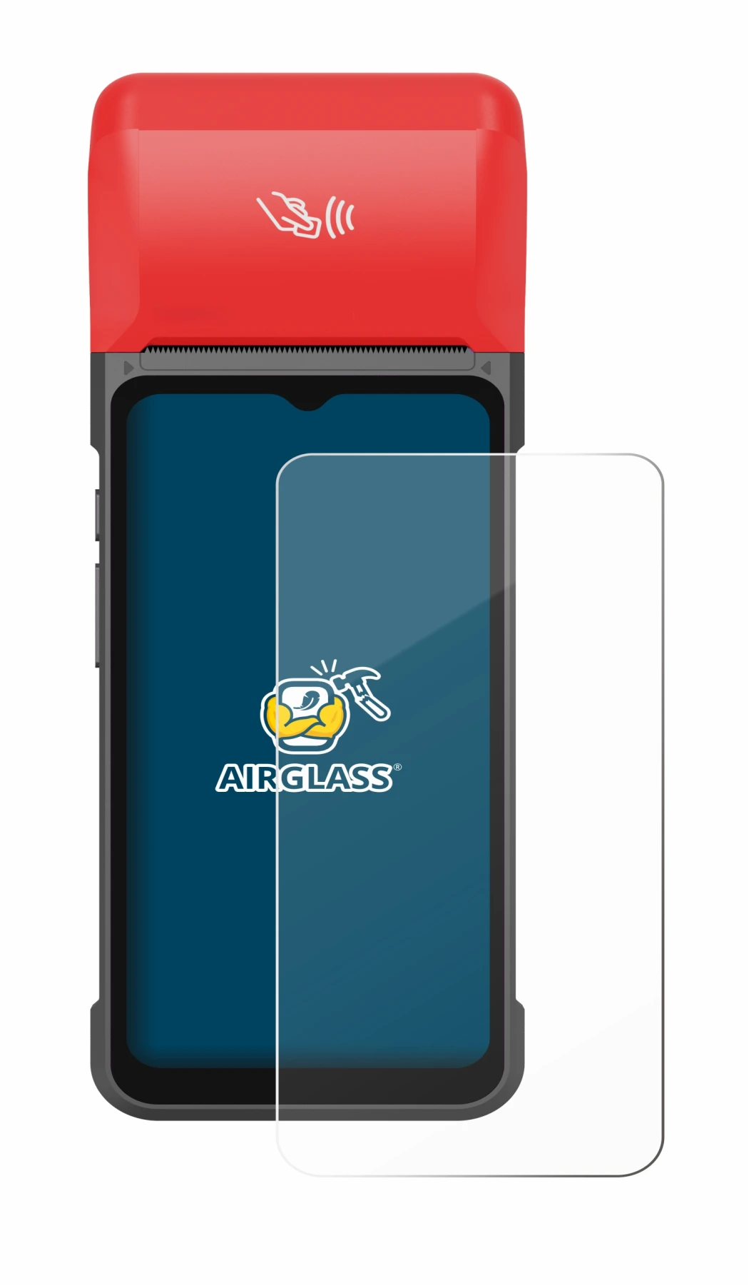 Immagine del dispositivo iMin Swift 2 Pro con un'ampia varietà di protezioni per lo schermo.