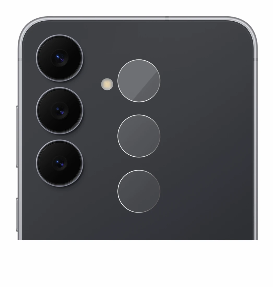 Immagine del dispositivo Samsung Galaxy S25 FE (SOLO Fotocamera) con un'ampia varietà di protezioni per lo schermo.