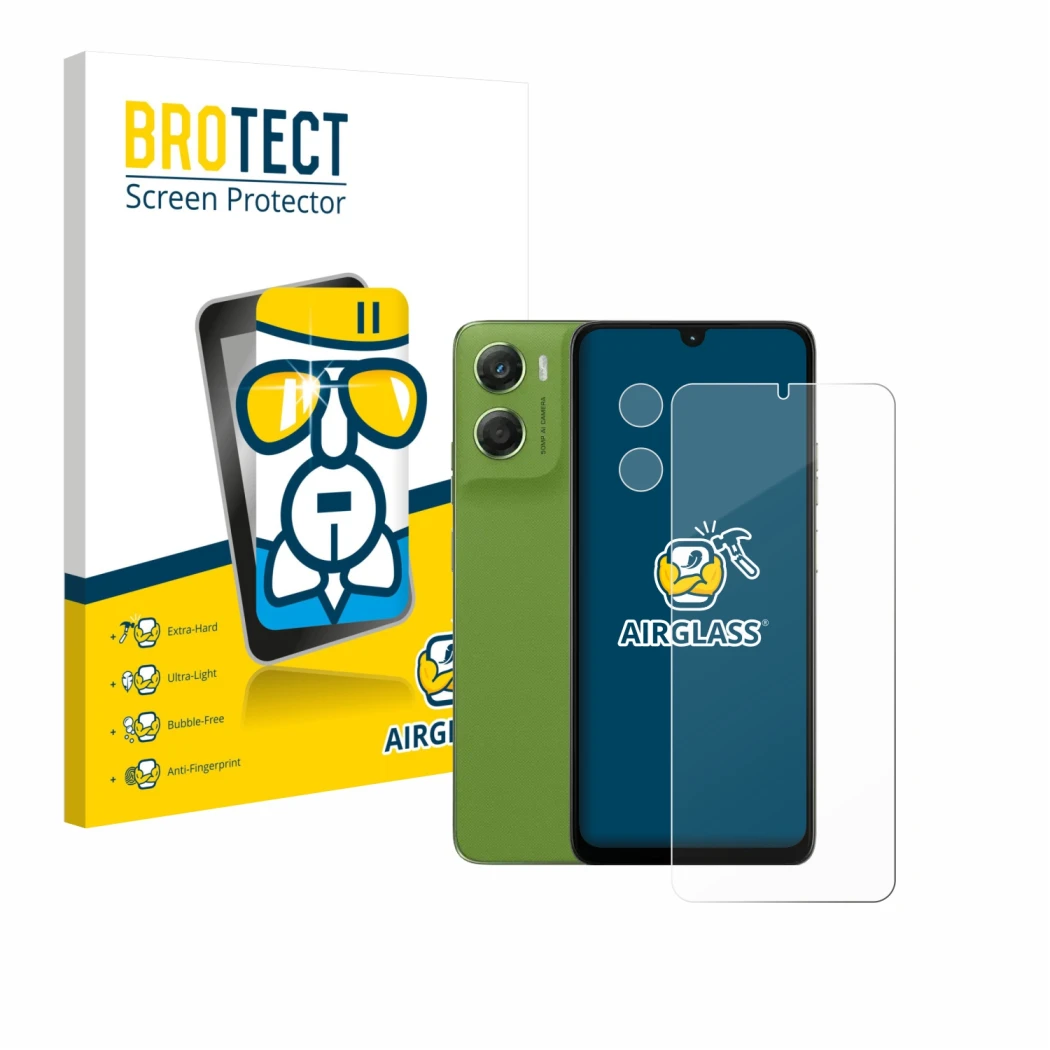 Parte frontale di una confezione del prodotto con il logo del marchio BROTECT. Accanto è raffigurato il dispositivo Motorola M
