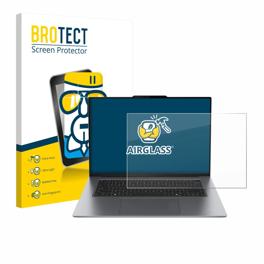 Parte frontale di una confezione del prodotto con il logo del marchio BROTECT. Accanto è raffigurato il dispositivo Lenovo Thi