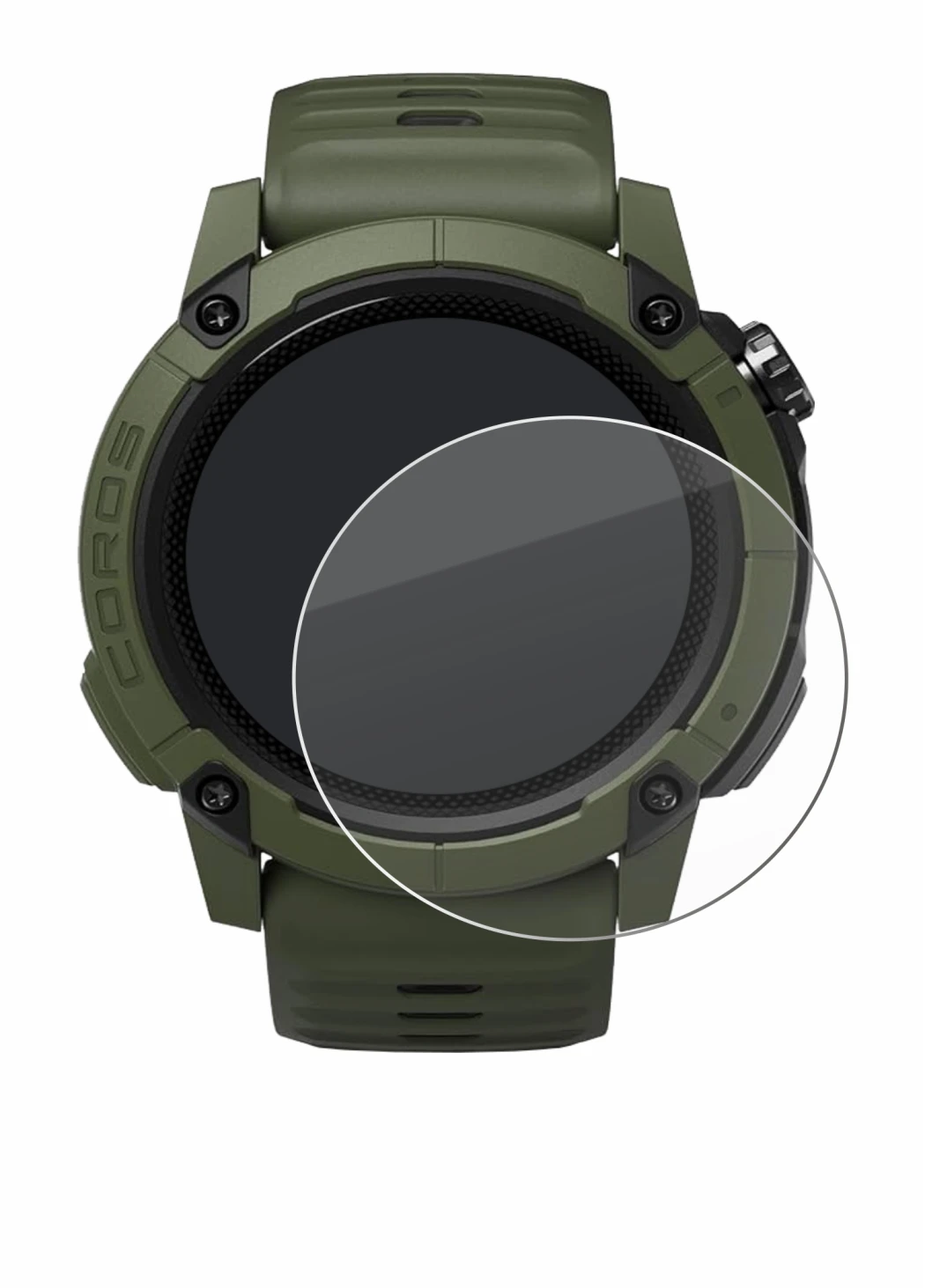 Immagine del dispositivo Coros NOMAD con un'ampia varietà di protezioni per lo schermo.