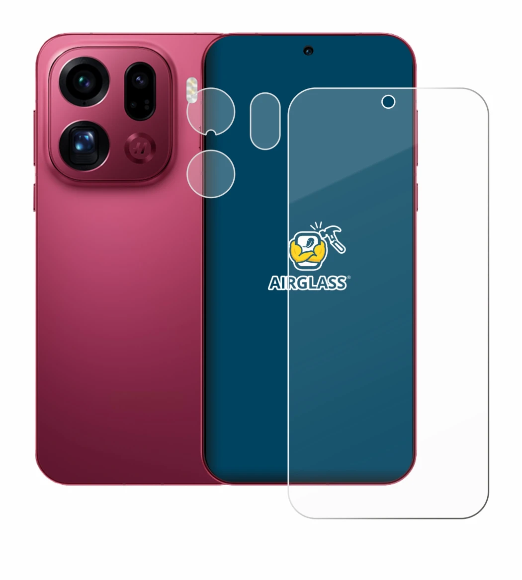 Immagine del dispositivo Oppo Find X9 Pro (Fronte+Fotocamera) con un'ampia varietà di protezioni per lo schermo.