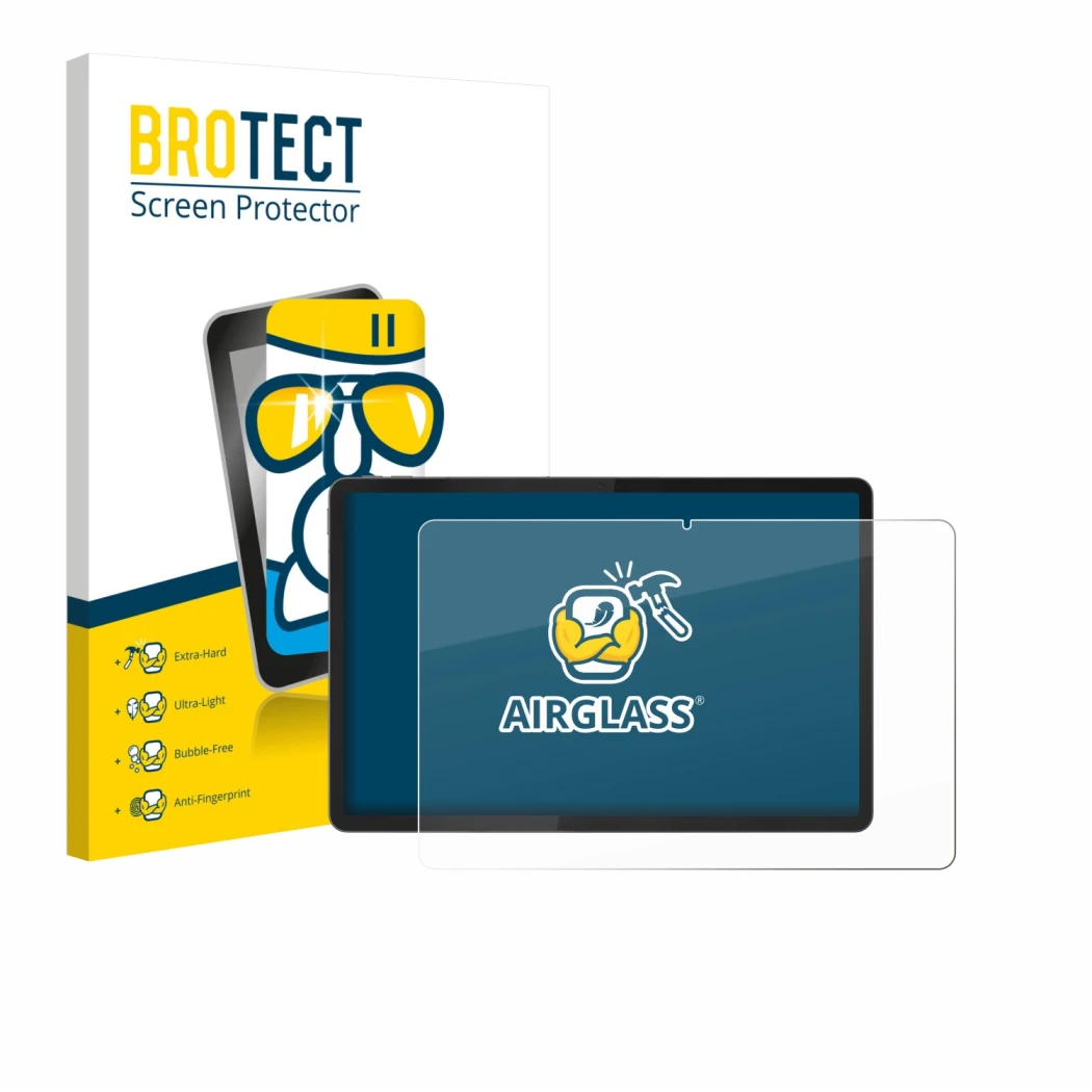 Parte frontale di una confezione del prodotto con il logo del marchio BROTECT. Accanto è raffigurato il dispositivo Lenovo Ide