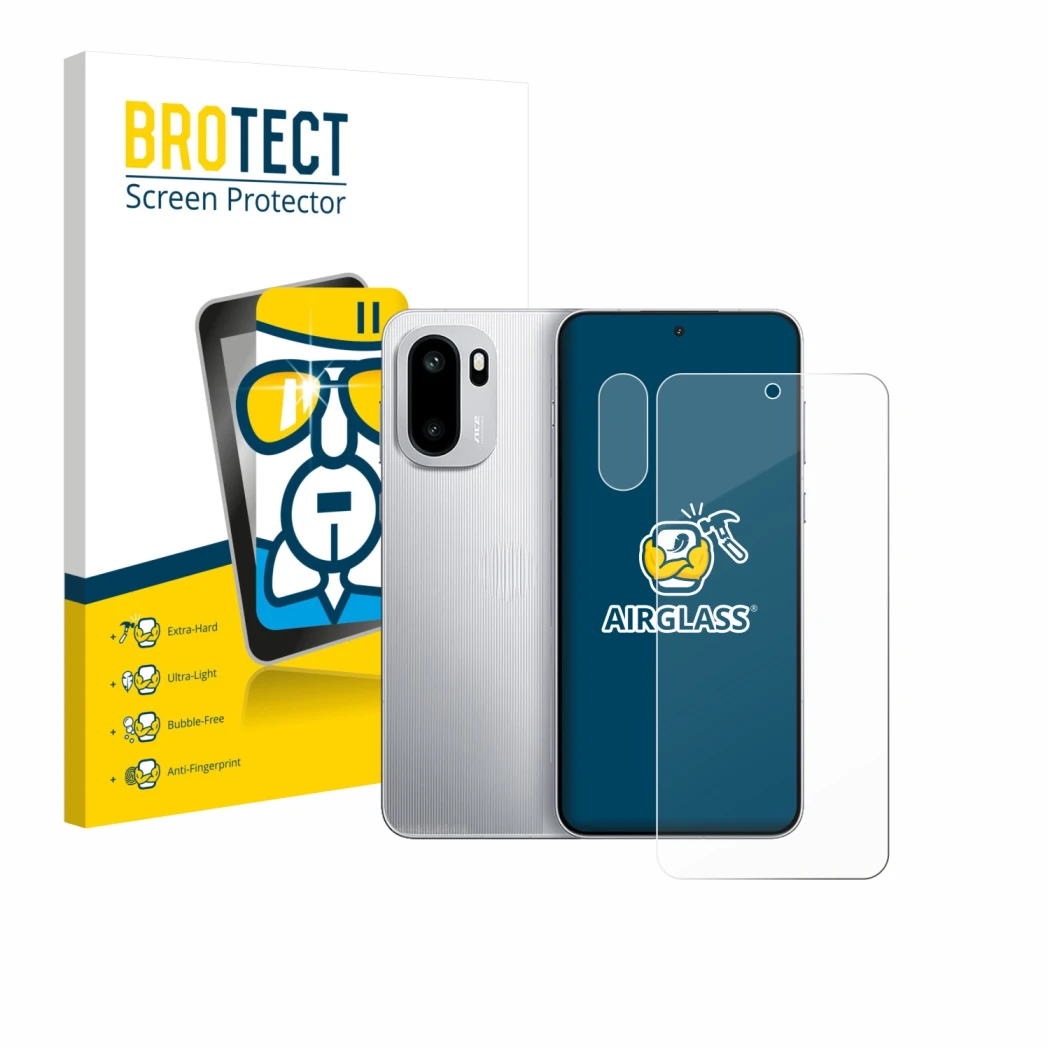 Parte frontale di una confezione del prodotto con il logo del marchio BROTECT. Accanto è raffigurato il dispositivo OnePlus 15