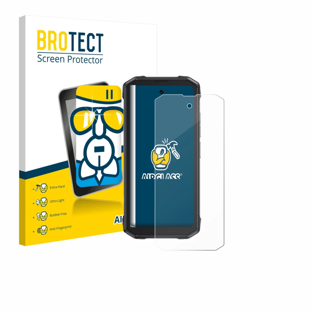 Parte frontale di una confezione del prodotto con il logo del marchio BROTECT. Accanto è raffigurato il dispositivo Cubot King