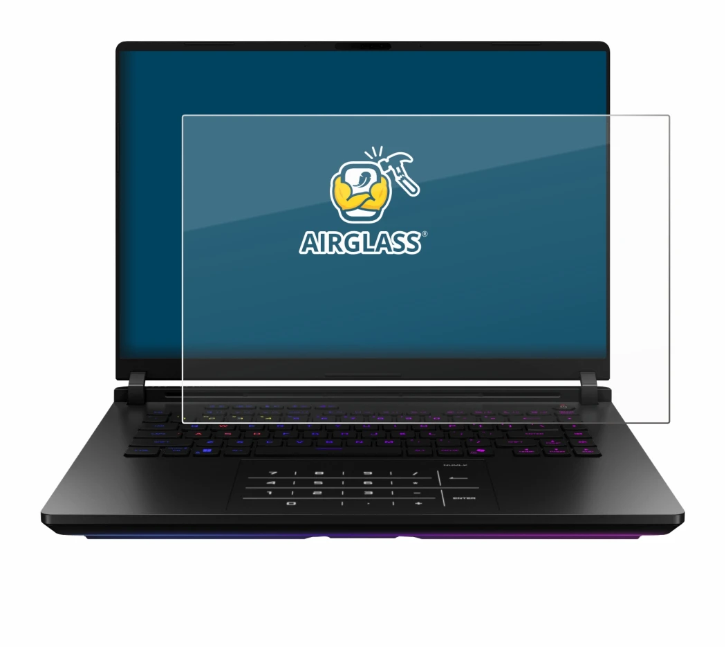 Immagine del dispositivo ASUS ROG Strix SCAR 18 2025 con un'ampia varietà di protezioni per lo schermo.