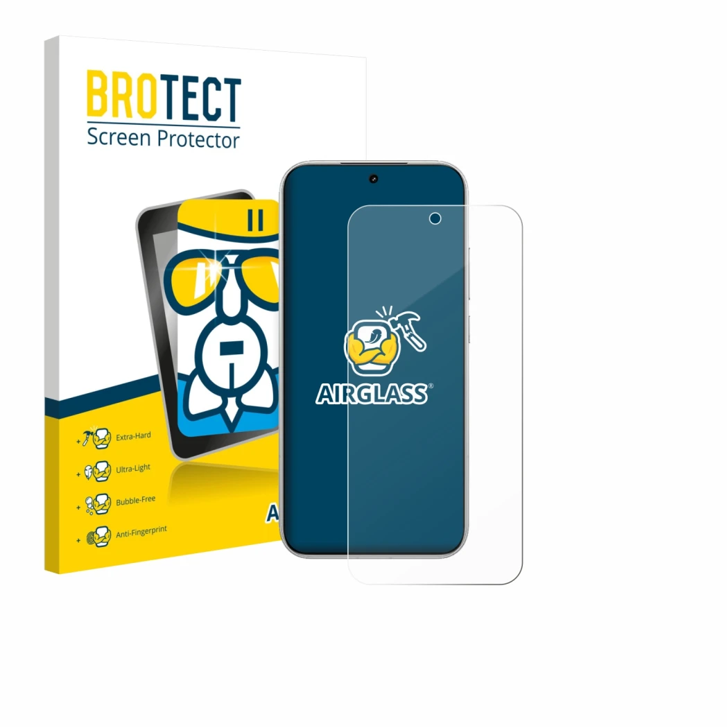 Parte frontale di una confezione del prodotto con il logo del marchio BROTECT. Accanto è raffigurato il dispositivo Xiaomi Poc