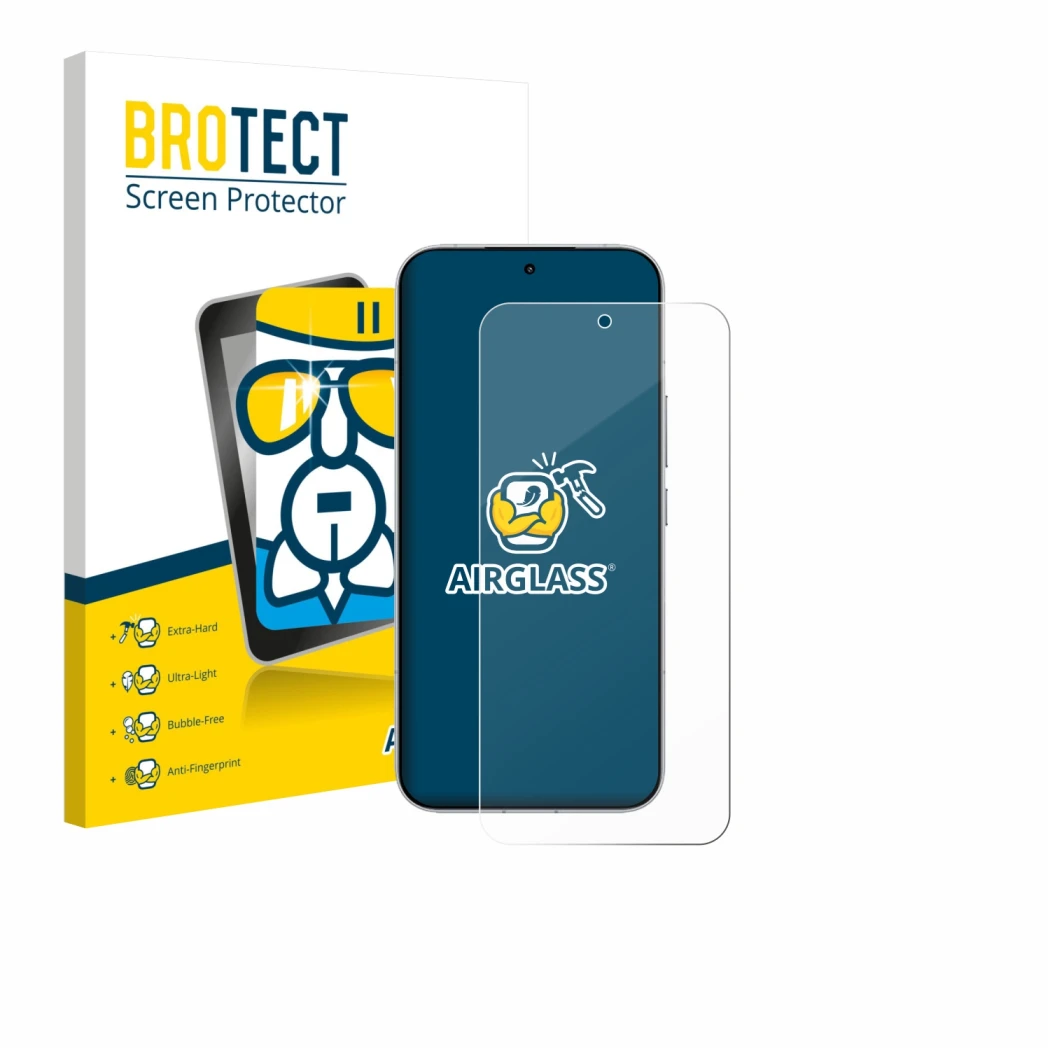 Parte frontale di una confezione del prodotto con il logo del marchio BROTECT. Accanto è raffigurato il dispositivo Xiaomi Poc