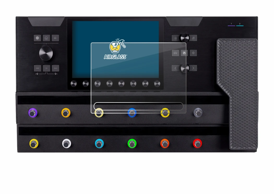 Immagine del dispositivo Line 6 Helix Stadium XL con un'ampia varietà di protezioni per lo schermo.