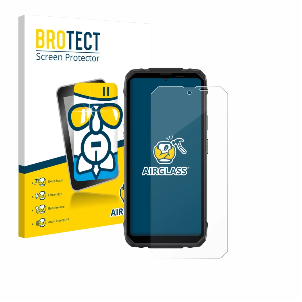 Parte frontale di una confezione del prodotto con il logo del marchio BROTECT. Accanto è raffigurato il dispositivo Blackview 