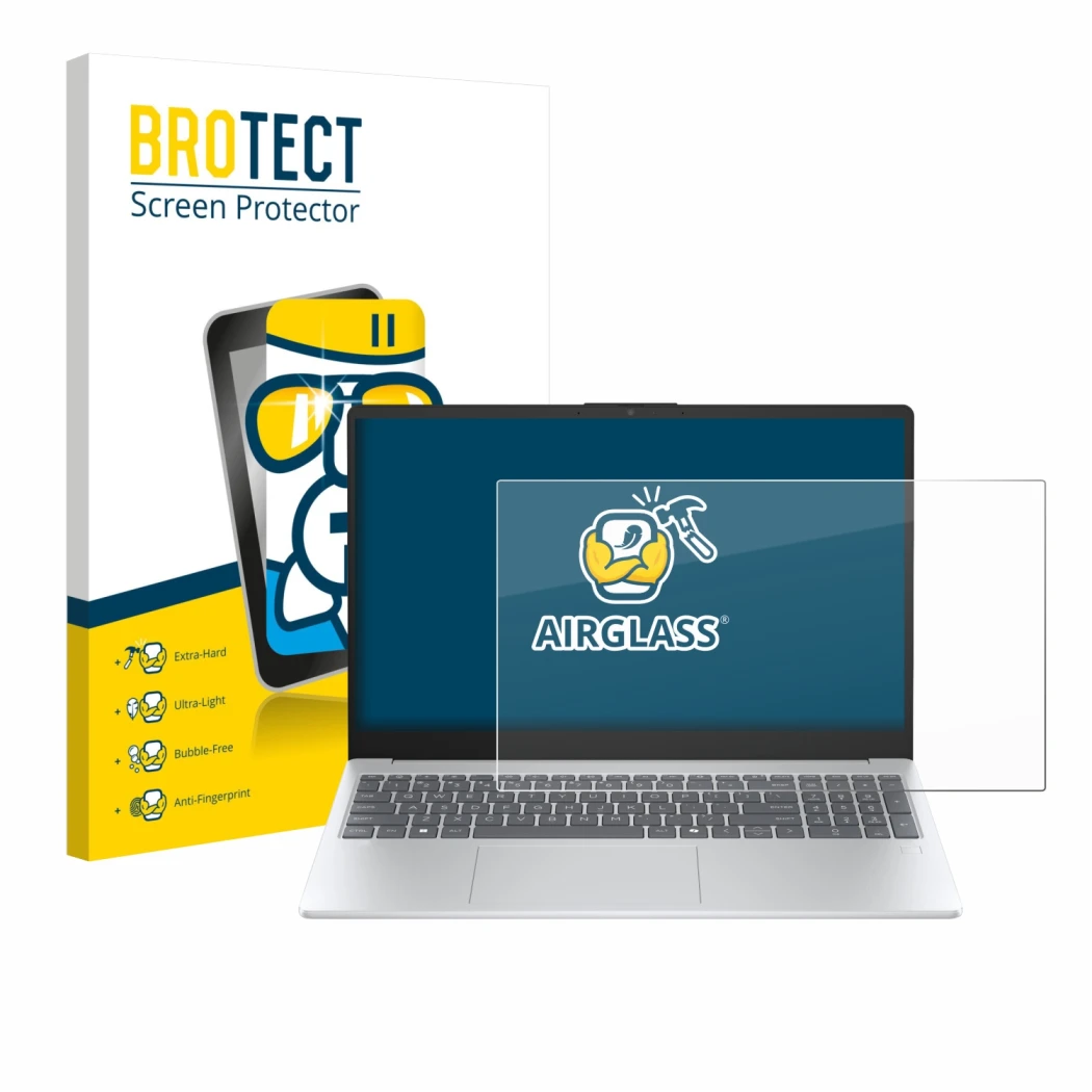 Parte frontale di una confezione del prodotto con il logo del marchio BROTECT. Accanto è raffigurato il dispositivo HP OmniBoo