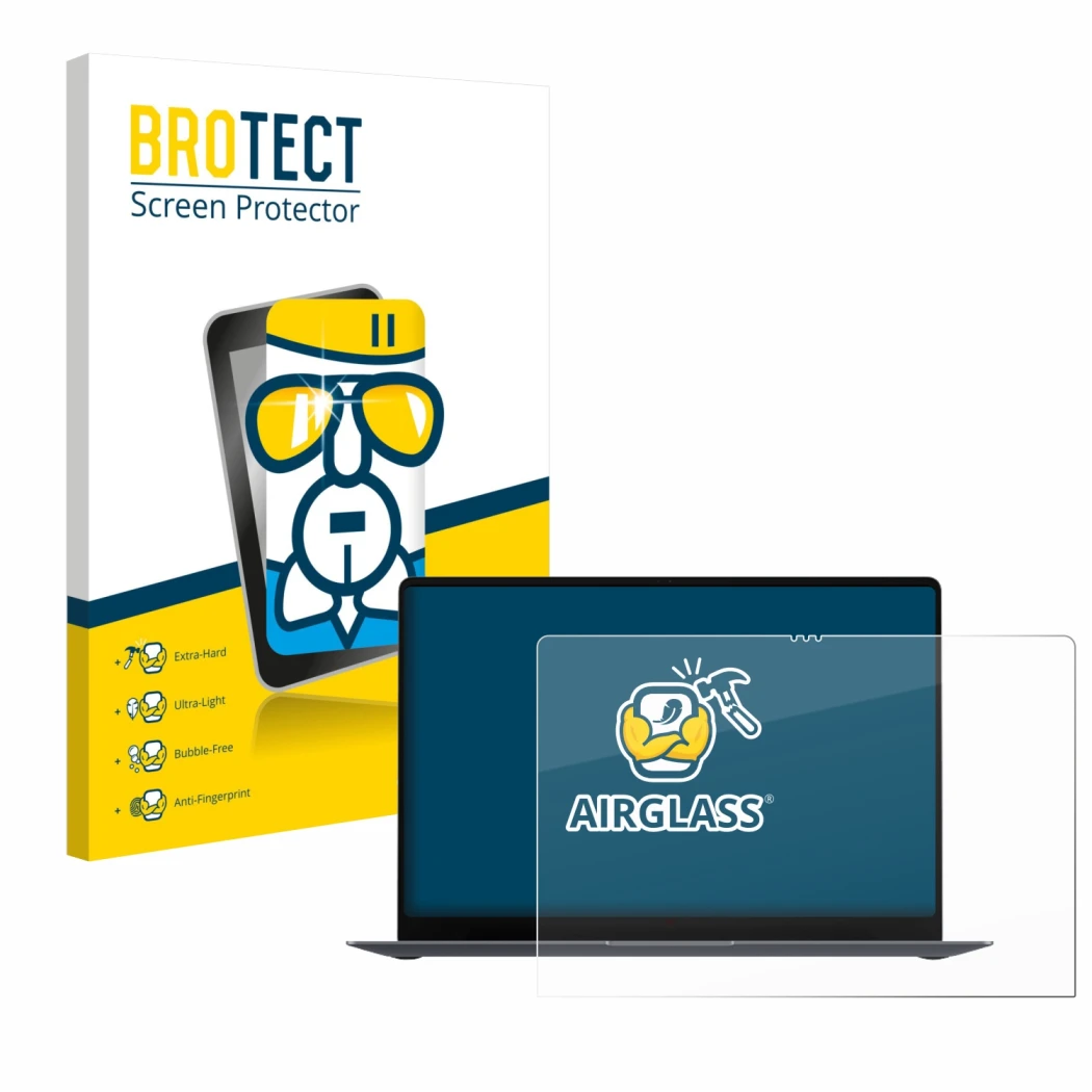 Parte frontale di una confezione del prodotto con il logo del marchio BROTECT. Accanto è raffigurato il dispositivo Samsung Ga