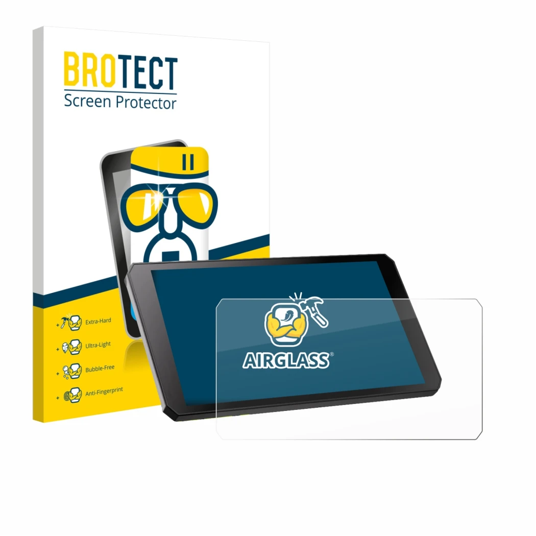 Parte frontale di una confezione del prodotto con il logo del marchio BROTECT. Accanto è raffigurato il dispositivo RiderNav R