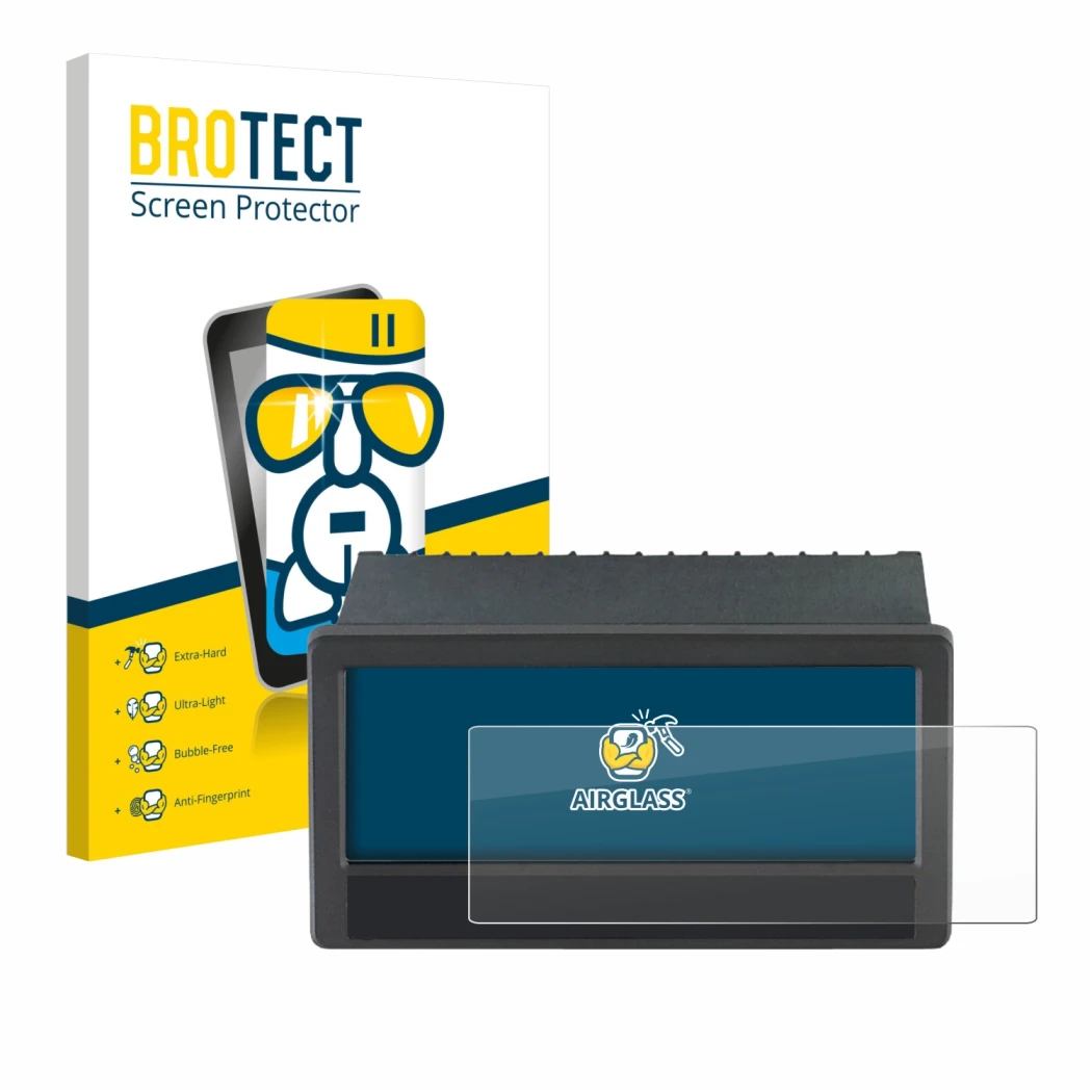 Parte frontale di una confezione del prodotto con il logo del marchio BROTECT. Accanto è raffigurato il dispositivo ifm DX2055