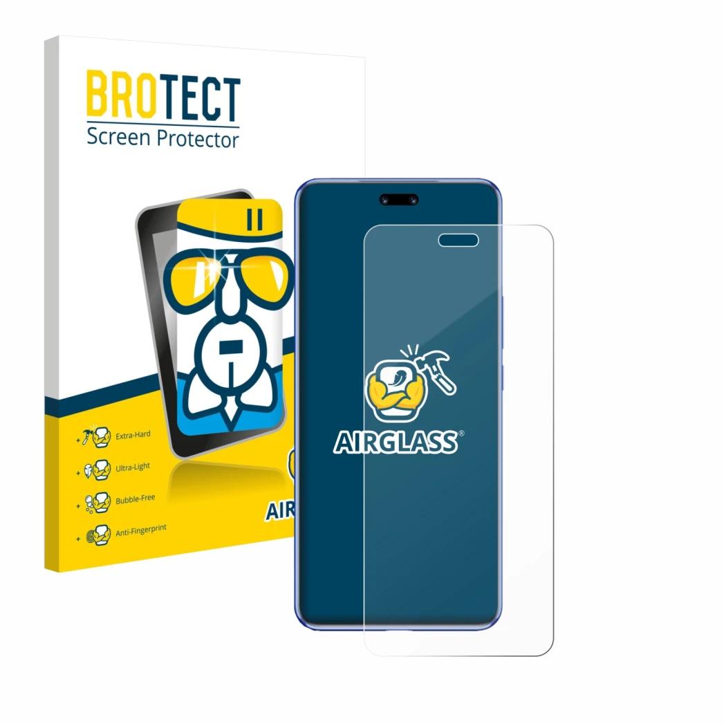 Parte frontale di una confezione del prodotto con il logo del marchio BROTECT. Accanto è raffigurato il dispositivo Huawei Nov