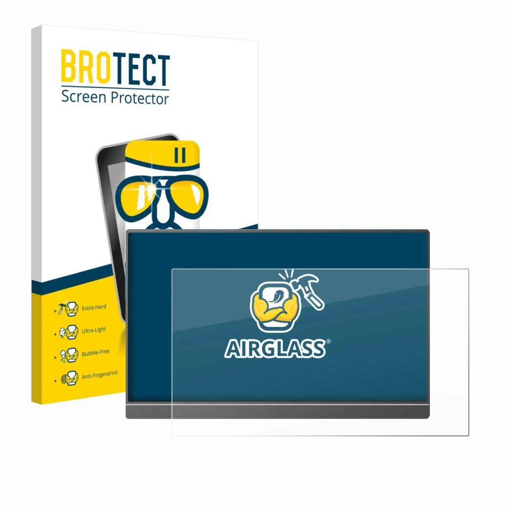 Parte frontale di una confezione del prodotto con il logo del marchio BROTECT. Accanto è raffigurato il dispositivo Arzopa Z1C