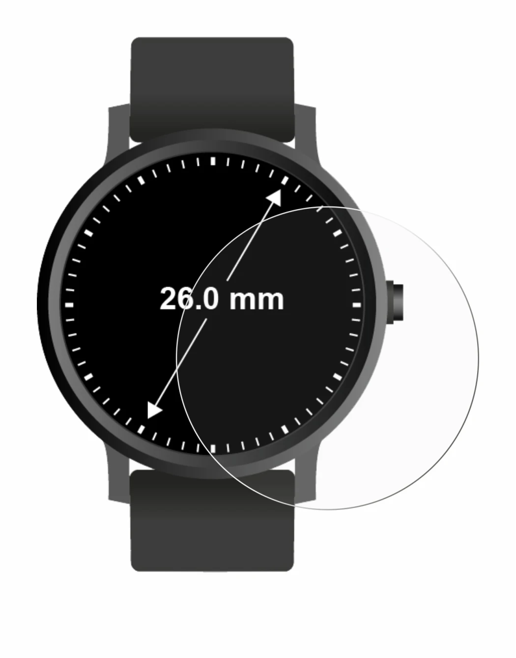 Immagine del dispositivo Orologi (Circolare, ø: 26 mm) con un'ampia varietà di protezioni per lo schermo.