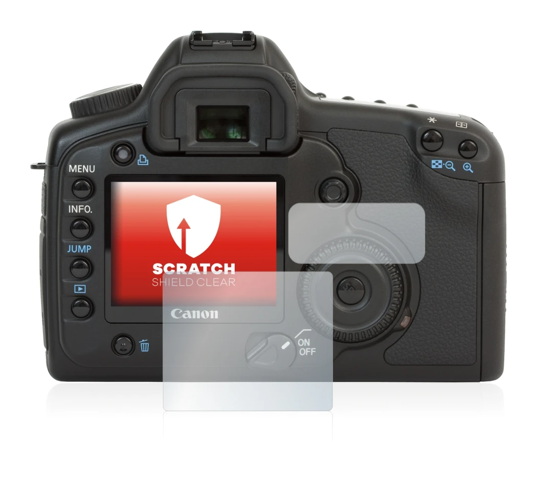 Immagine del dispositivo Canon EOS 5D con un'ampia varietà di protezioni per lo schermo.