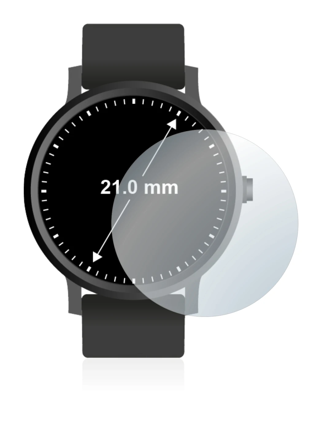 Immagine del dispositivo Orologi (Circolare, ø: 21 mm) con un'ampia varietà di protezioni per lo schermo.