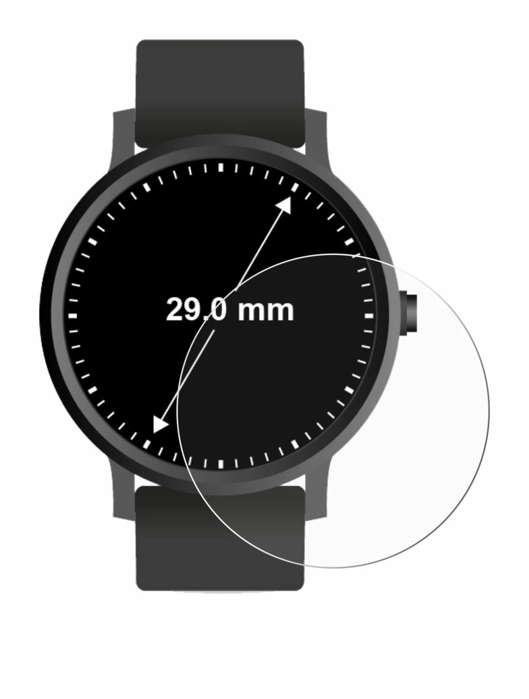 Immagine del dispositivo Orologi (Circolare, ø: 29 mm) con un'ampia varietà di protezioni per lo schermo.